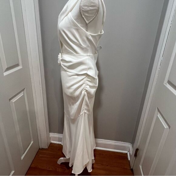 NWT Sachin and Babi Naomi Halter Asymmetric Midi Dress women's size 10 in ivory - Picture 12 of 15